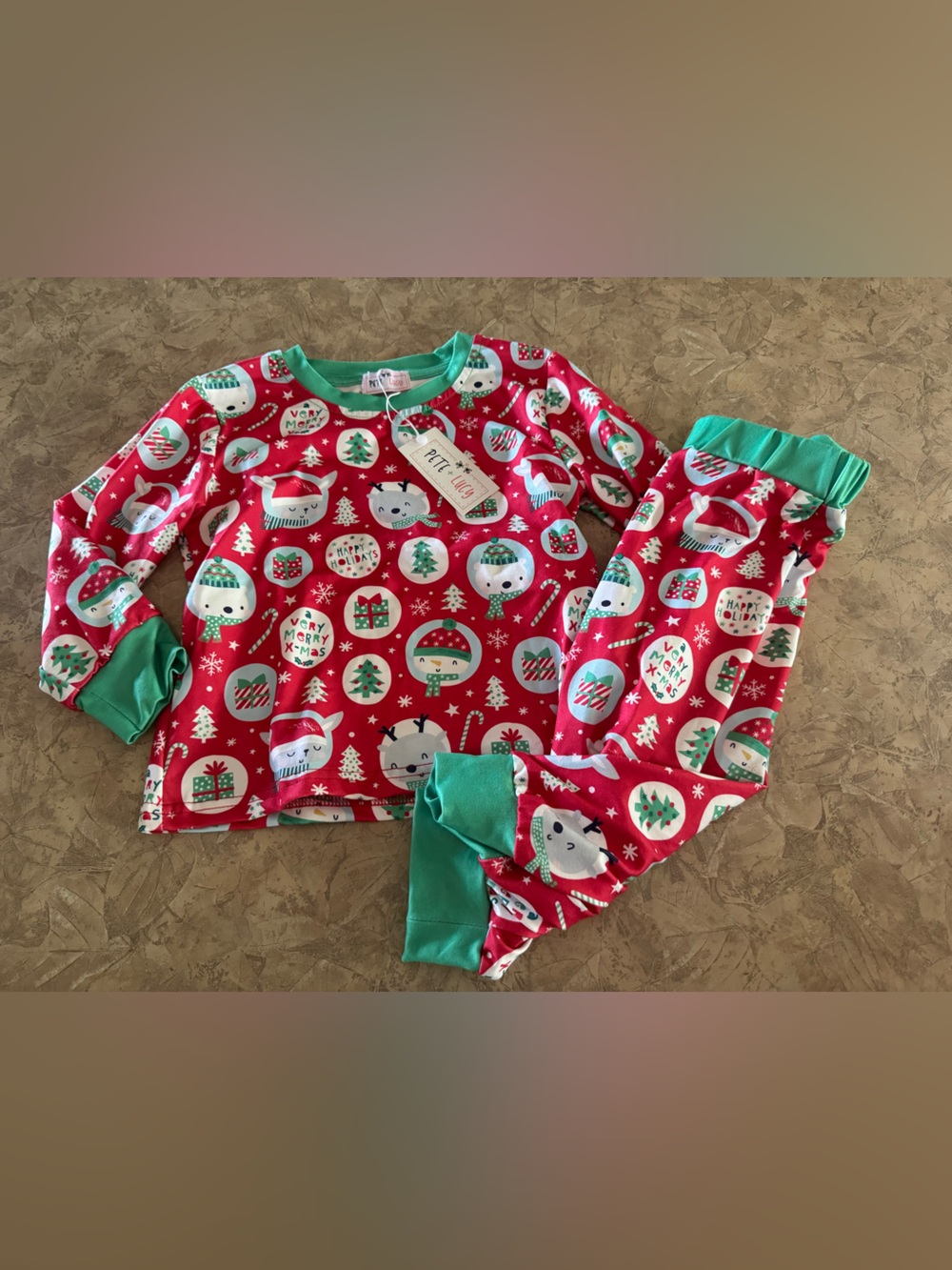 Pete Lucy Kids' Red & Green Holiday Pajama Set